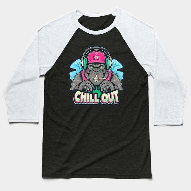 Street Beat: Gorilla in Hip Hop Attire Baseball T-Shirt by diegotorres